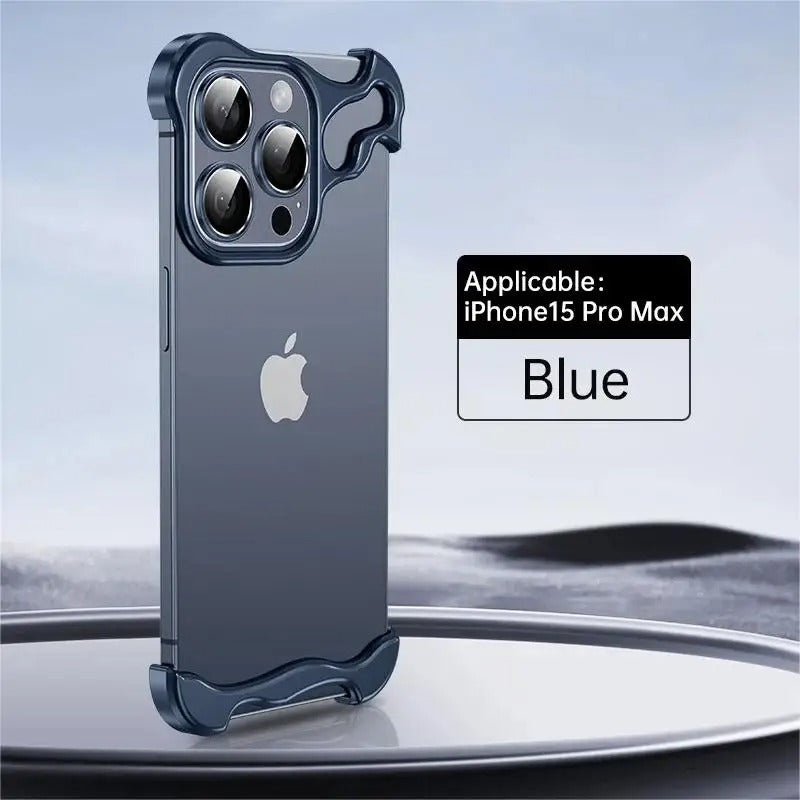 Luxury iPhone Case — Titanium Alloy Metal Bumper with Corner Protection, Metal Lens Guard and Slim Half-Wrapped Shock-Resistant Design