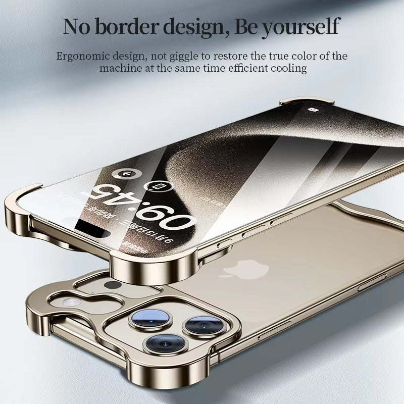 Luxury iPhone Case — Titanium Alloy Metal Bumper with Corner Protection, Metal Lens Guard and Slim Half-Wrapped Shock-Resistant Design