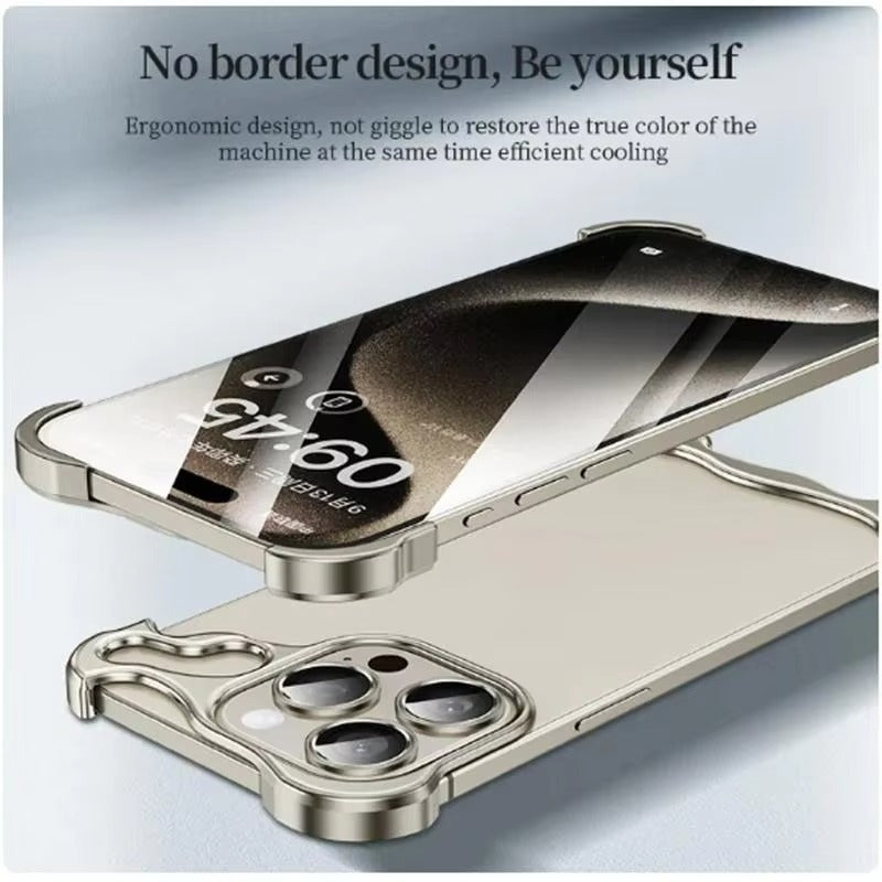 Luxury iPhone Case — Titanium Alloy Metal Bumper with Corner Protection, Metal Lens Guard and Slim Half-Wrapped Shock-Resistant Design