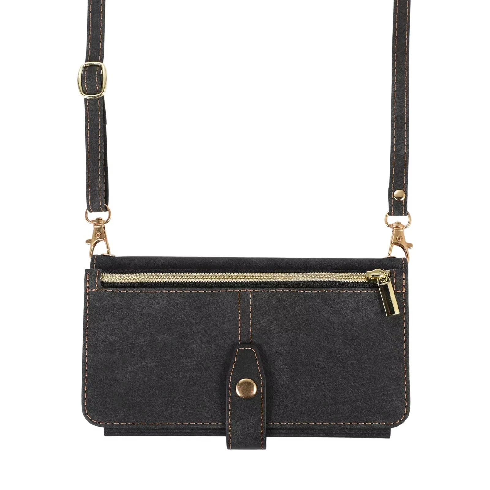 Luxury PU Leather iPhone Case — Crossbody Wallet Cover with Card Holder, Lanyard, Kickstand, Dustproof, and Storage Compartment