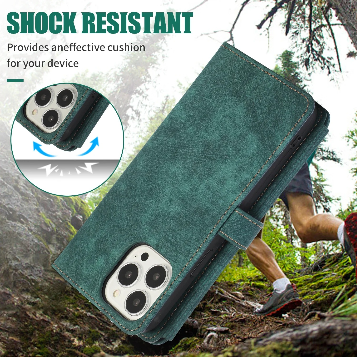 Luxury PU Leather iPhone Case — Crossbody Wallet Cover with Card Holder, Lanyard, Kickstand, Dustproof, and Storage Compartment