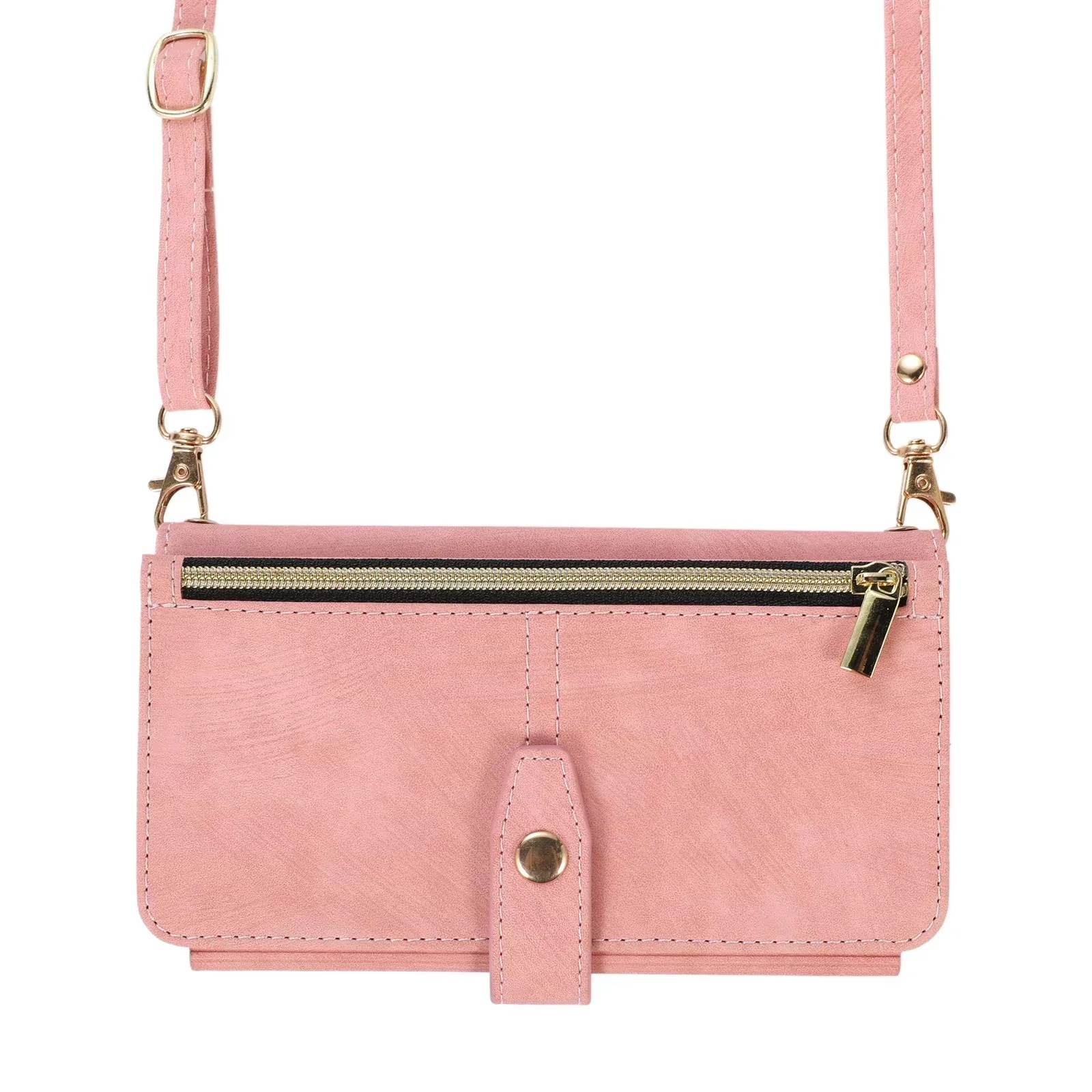 Luxury PU Leather iPhone Case — Crossbody Wallet Cover with Card Holder, Lanyard, Kickstand, Dustproof, and Storage Compartment