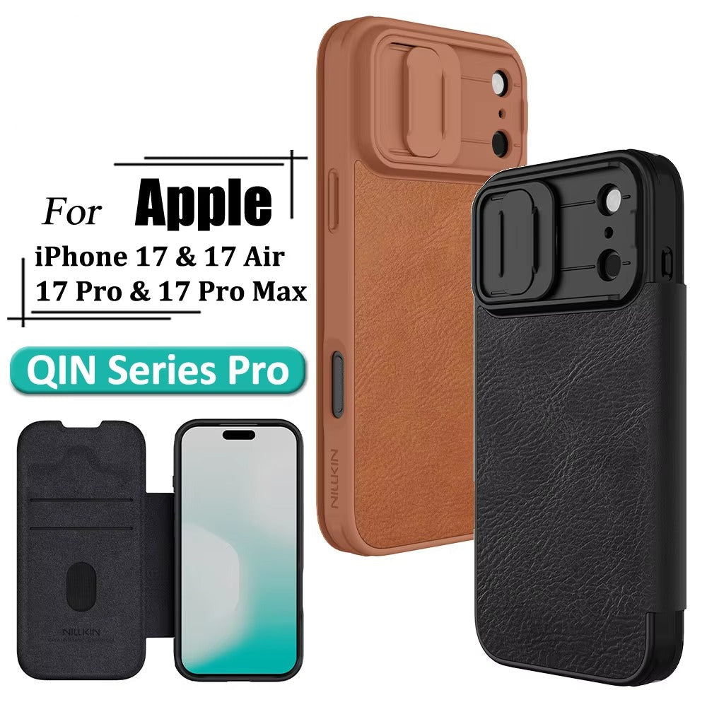 Luxury iPhone Case — Shockproof Flip Leather Wallet Cover with Camera Slider Protection, Anti-Fingerprint Dustproof Design