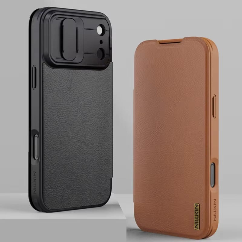 Luxury iPhone Case — Shockproof Flip Leather Wallet Cover with Camera Slider Protection, Anti-Fingerprint Dustproof Design