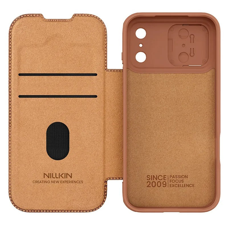 Luxury iPhone Case — Shockproof Flip Leather Wallet Cover with Camera Slider Protection, Anti-Fingerprint Dustproof Design