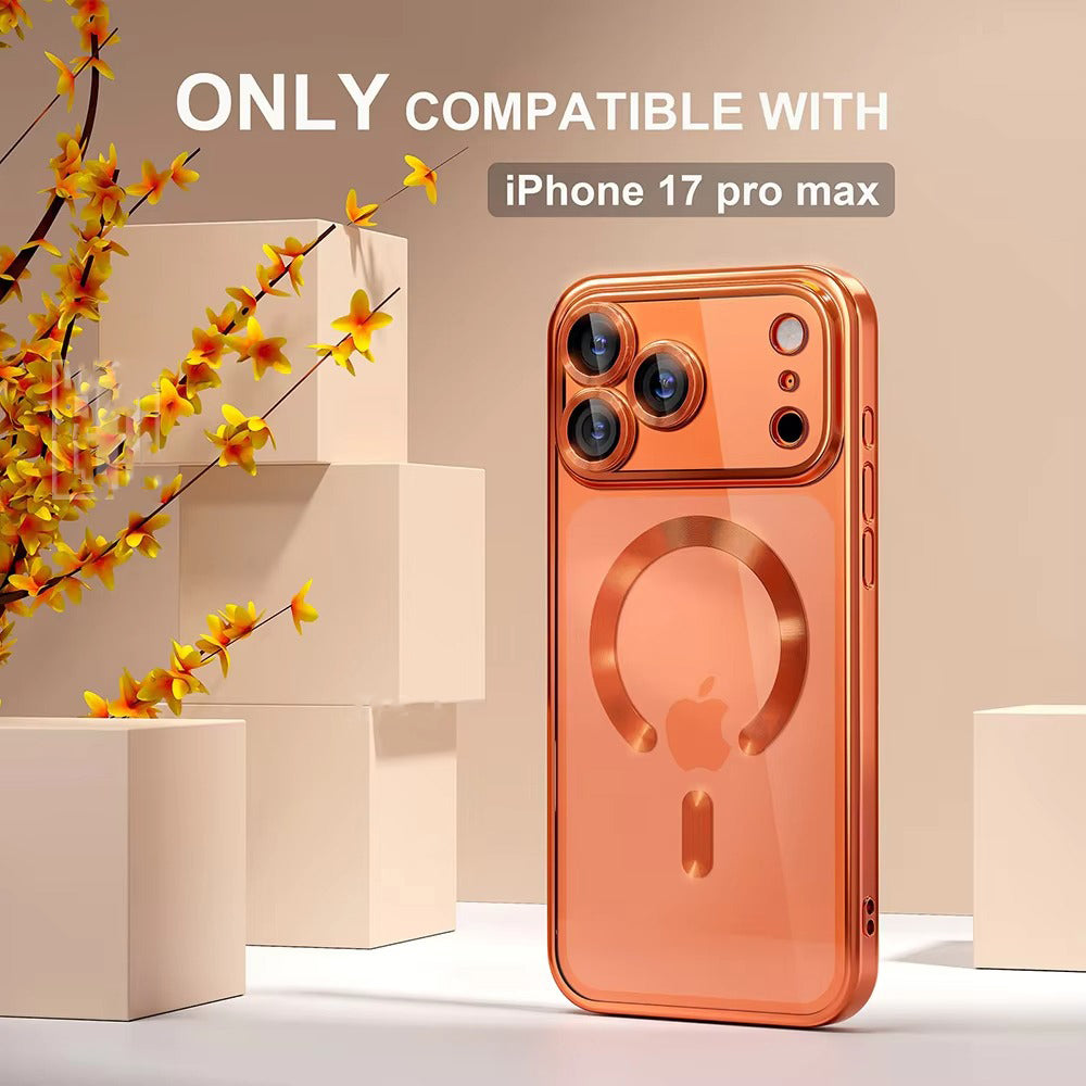 Luxury iPhone Case — Soft TPU Plating MagSafe Magnetic Lens Protection with Shockproof, Anti-Fingerprint, Anti-Scratch Transparent Half-Wrapped Cover