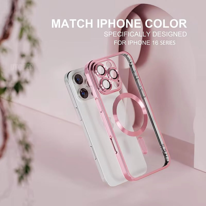 Luxury iPhone Case — Soft TPU Plating MagSafe Magnetic Lens Protection with Shockproof, Anti-Fingerprint, Anti-Scratch Transparent Half-Wrapped Cover