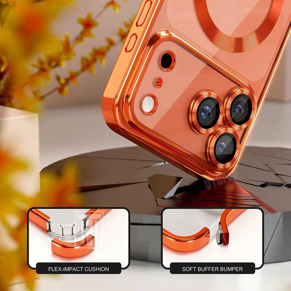 Luxury iPhone Case — Soft TPU Plating MagSafe Magnetic Lens Protection with Shockproof, Anti-Fingerprint, Anti-Scratch Transparent Half-Wrapped Cover