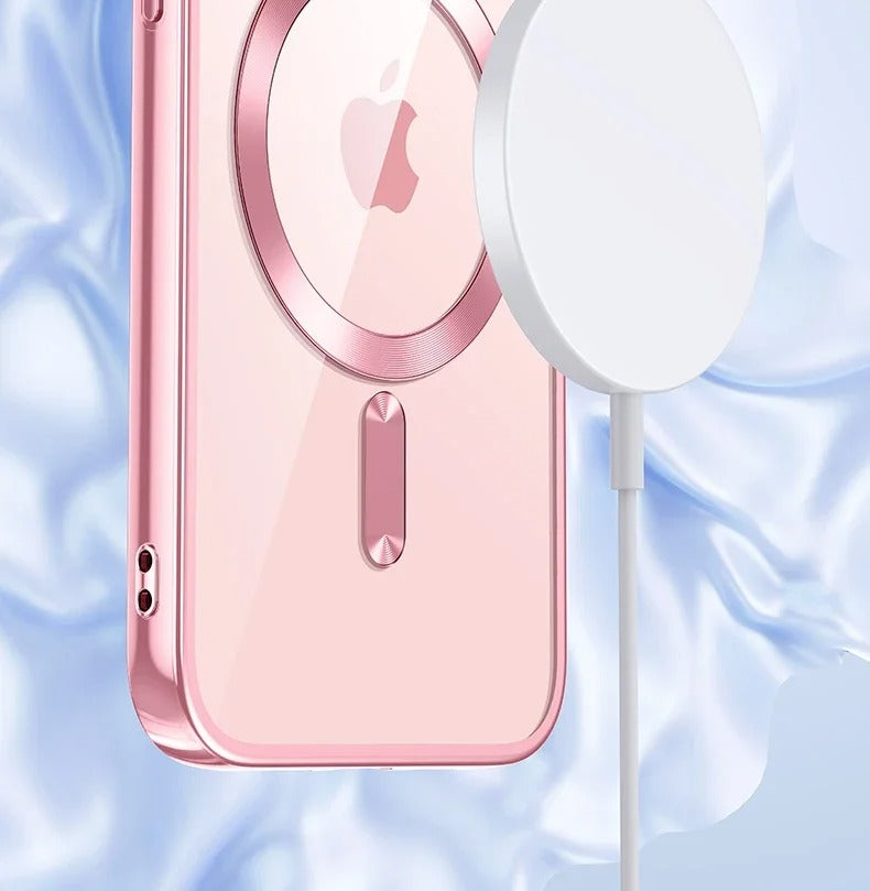 Luxury iPhone Case — Soft TPU Plating MagSafe Magnetic Lens Protection with Shockproof, Anti-Fingerprint, Anti-Scratch Transparent Half-Wrapped Cover