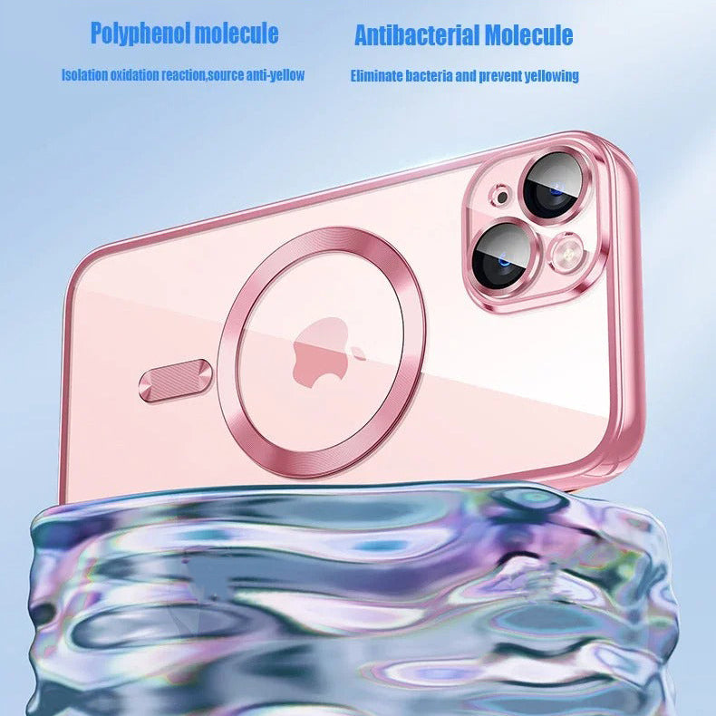 Luxury iPhone Case — Soft TPU Plating MagSafe Magnetic Lens Protection with Shockproof, Anti-Fingerprint, Anti-Scratch Transparent Half-Wrapped Cover
