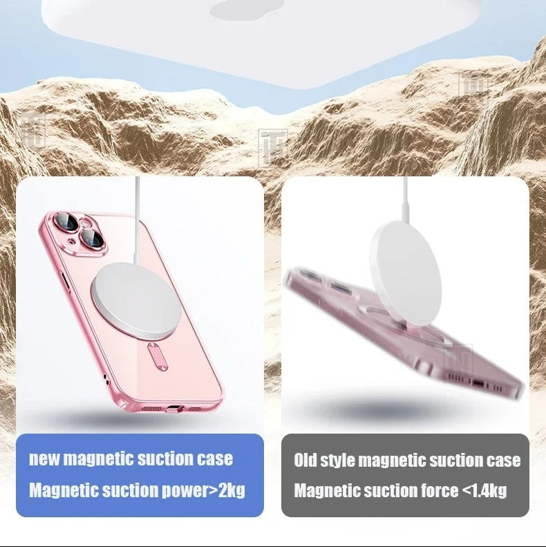 Luxury iPhone Case — Soft TPU Plating MagSafe Magnetic Lens Protection with Shockproof, Anti-Fingerprint, Anti-Scratch Transparent Half-Wrapped Cover