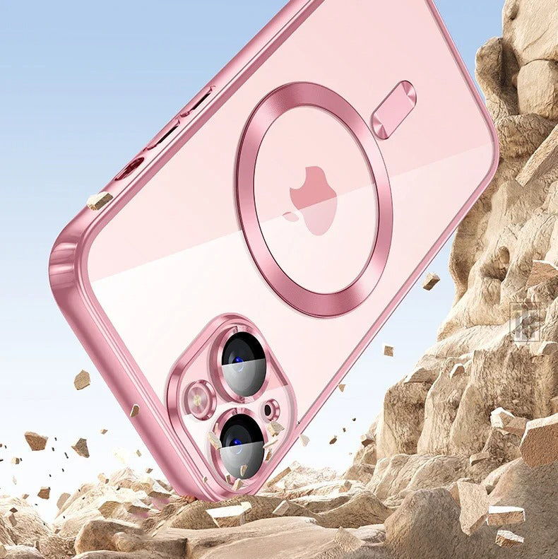 Luxury iPhone Case — Soft TPU Plating MagSafe Magnetic Lens Protection with Shockproof, Anti-Fingerprint, Anti-Scratch Transparent Half-Wrapped Cover