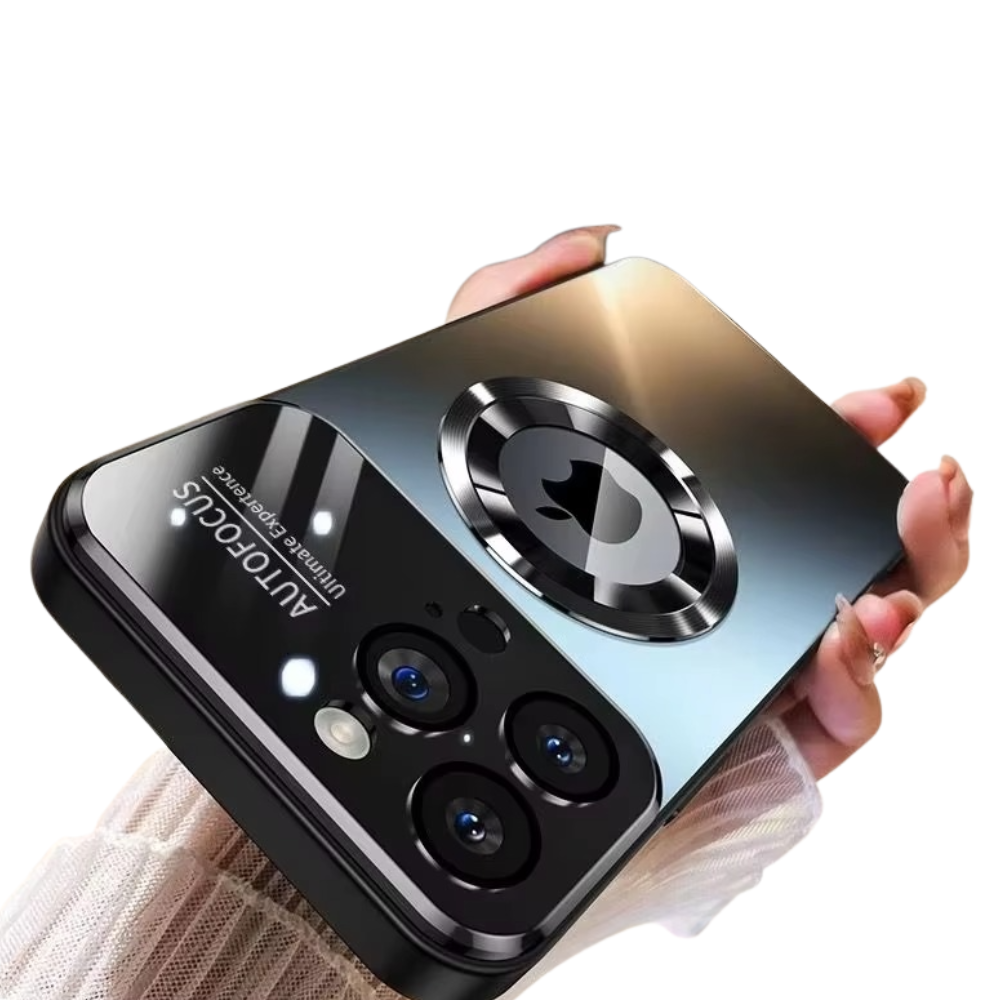 Luxury iPhone Case — Titanium MagSafe Magnetic Half-Wrapped Cover with Glass Lens Protection, Shockproof, Anti-Fingerprint, Anti-Scratch Design