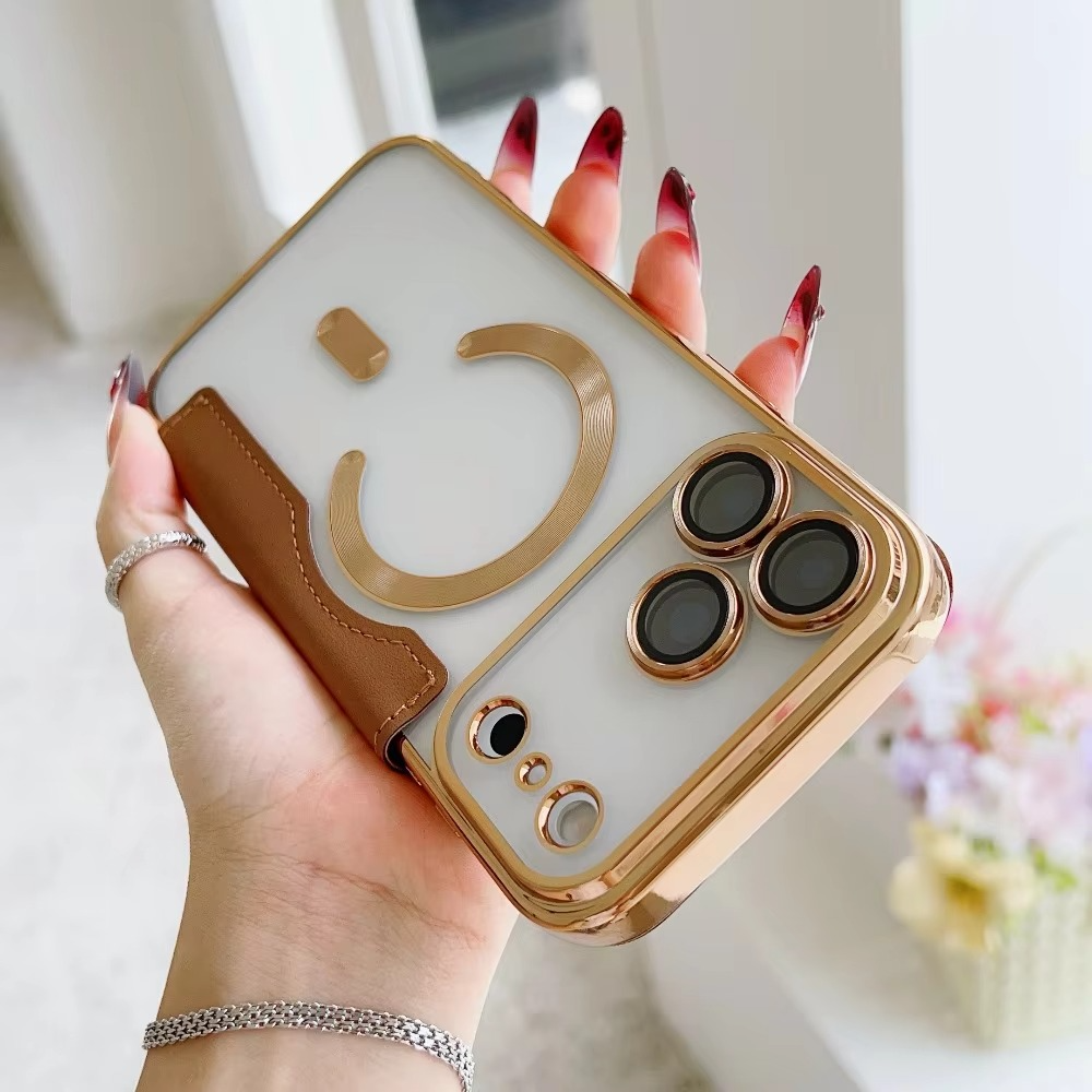 Luxury iPhone Case — Transparent Flip Leather MagSafe Compatible Magnetic Wallet Cover, Shockproof, Anti-Fingerprint, Card Holder, Kickstand, Dustproof Design