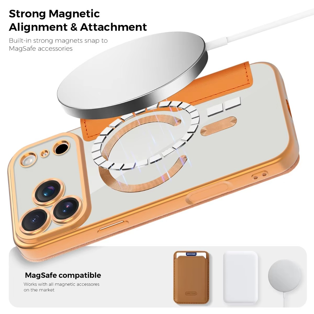 Luxury iPhone Case — Transparent Flip Leather MagSafe Compatible Magnetic Wallet Cover, Shockproof, Anti-Fingerprint, Card Holder, Kickstand, Dustproof Design