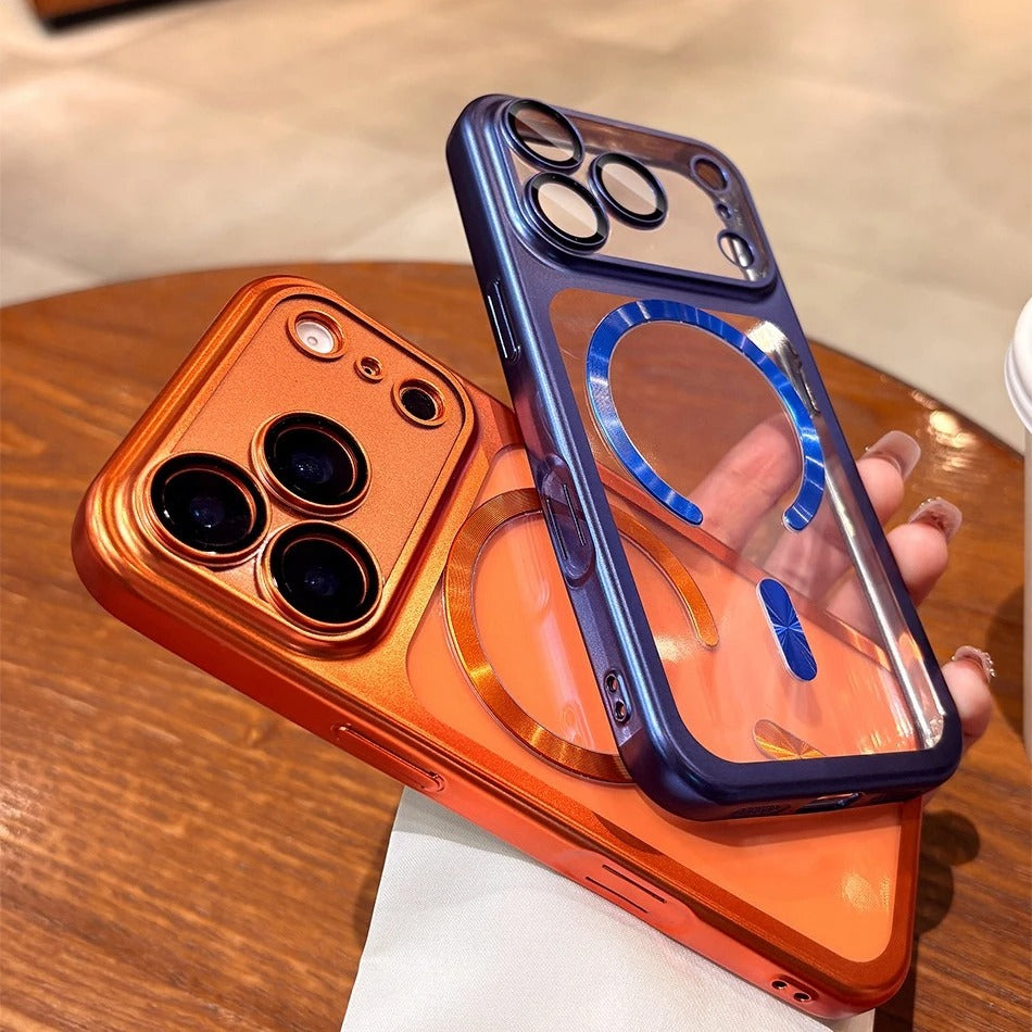 Luxury iPhone Case — Transparent Plating MagSafe Compatible Soft TPU Cover with Camera Protection, Shockproof Design, Anti-Fingerprint, Non-Slip Finish