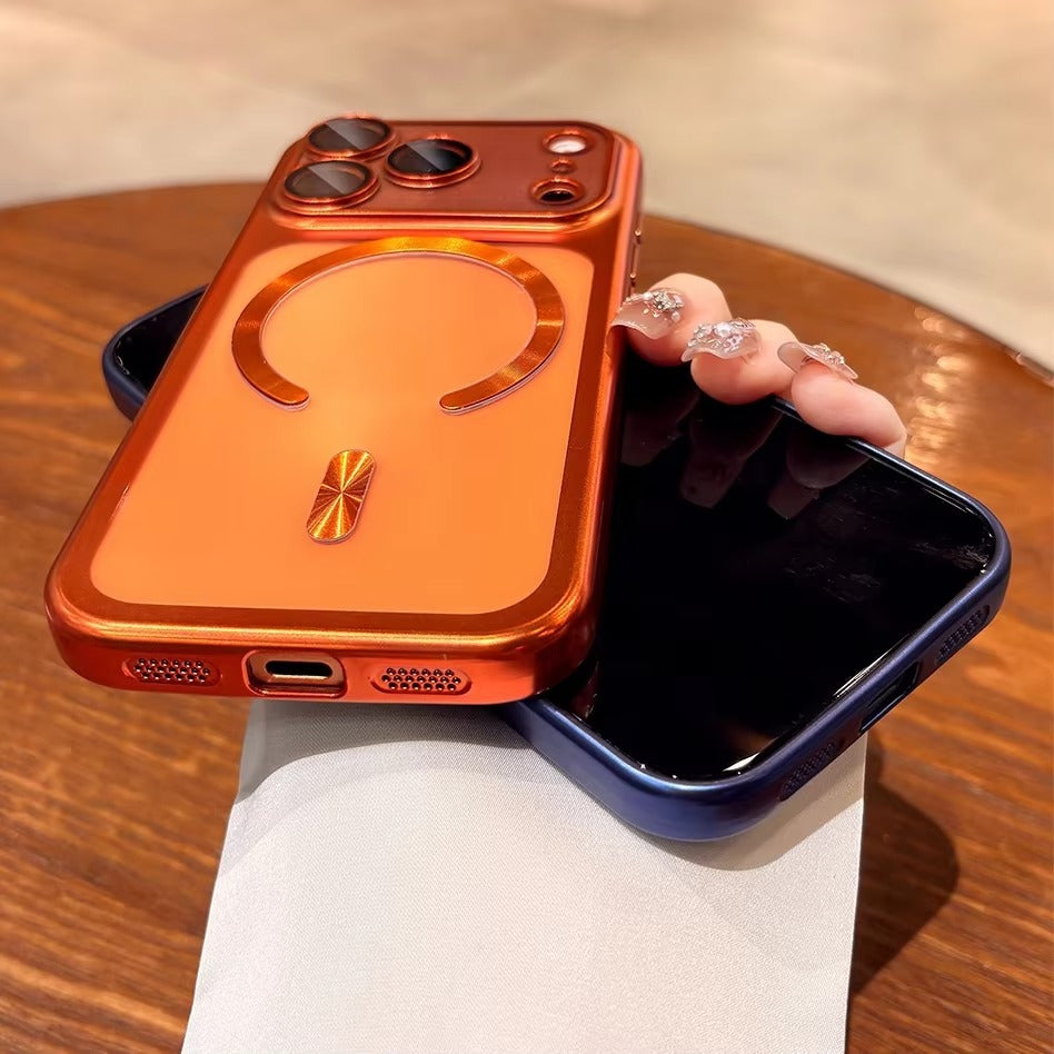 Luxury iPhone Case — Transparent Plating MagSafe Compatible Soft TPU Cover with Camera Protection, Shockproof Design, Anti-Fingerprint, Non-Slip Finish