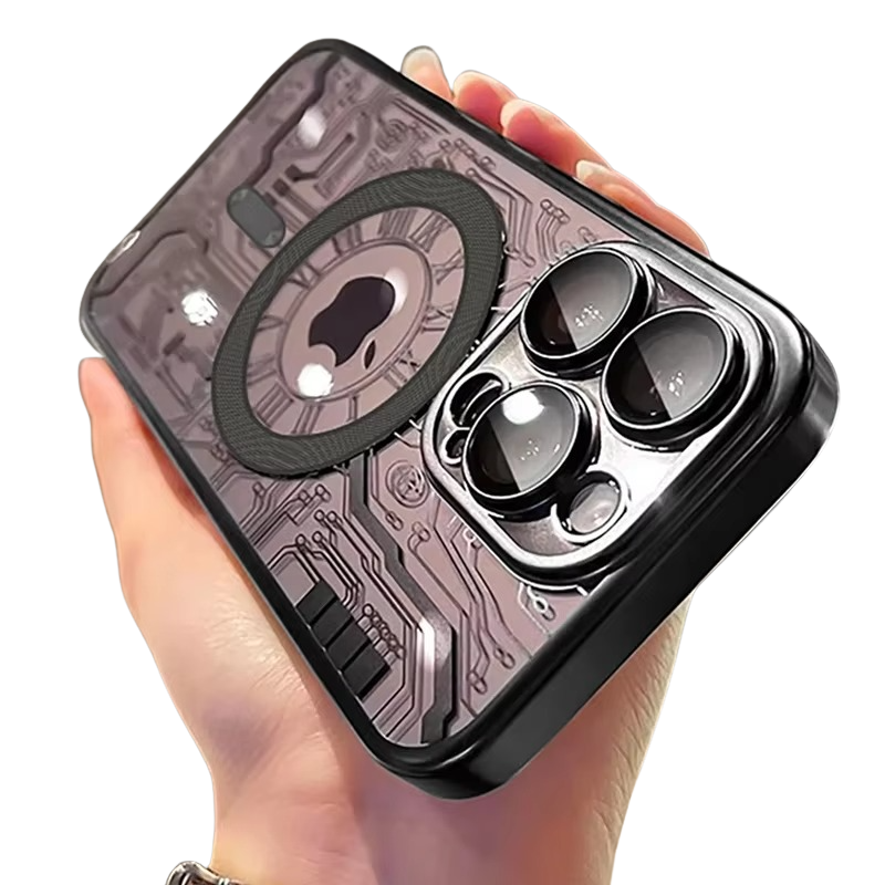 Luxury iPhone Case — Transparent Plating Magnetic Shockproof Armor, Anti-Fingerprint, Anti-Scratch, Non-Slip, Wireless-Charging Compatible, Half-Wrapped Cover