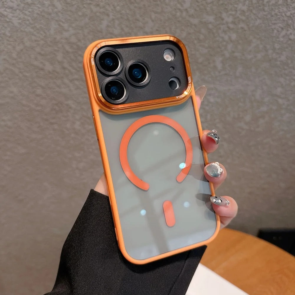 Luxury iPhone Case — Transparent MagSafe Compatible Cover with Plating Camera Protection, Shockproof, Anti-Fingerprint, Dustproof, Full Coverage Design