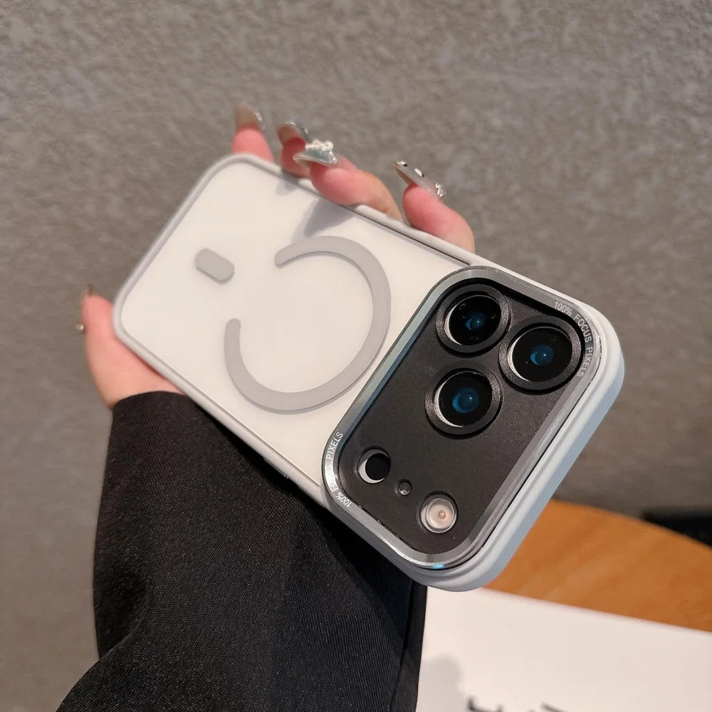 Luxury iPhone Case — Transparent MagSafe Compatible Cover with Plating Camera Protection, Shockproof, Anti-Fingerprint, Dustproof, Full Coverage Design