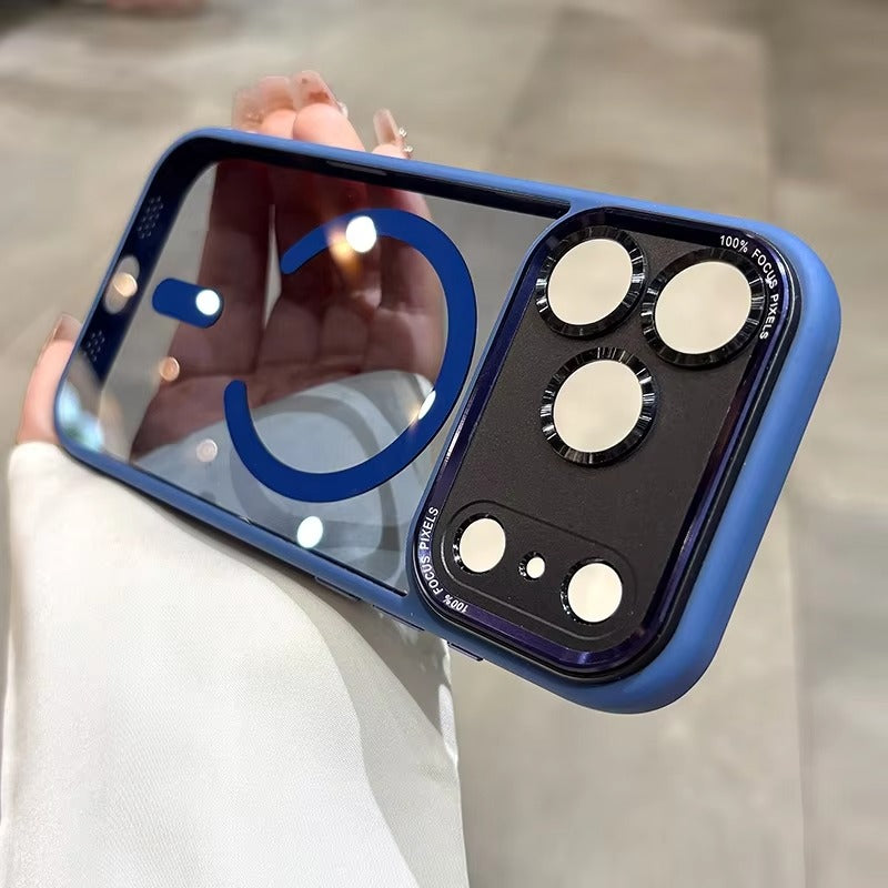 Luxury iPhone Case — Transparent MagSafe Compatible Cover with Plating Camera Protection, Shockproof, Anti-Fingerprint, Dustproof, Full Coverage Design