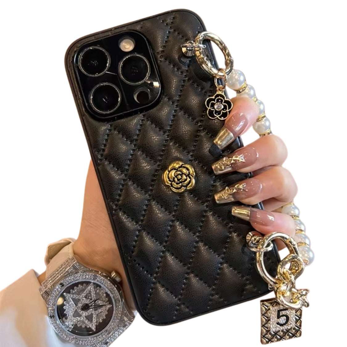 Luxury iPhone Case Leather Cover with Chain — High Quality Protective Design, Card Pocket Holder, Shockproof Anti-Fingerprint Scratch-Resistant Finish