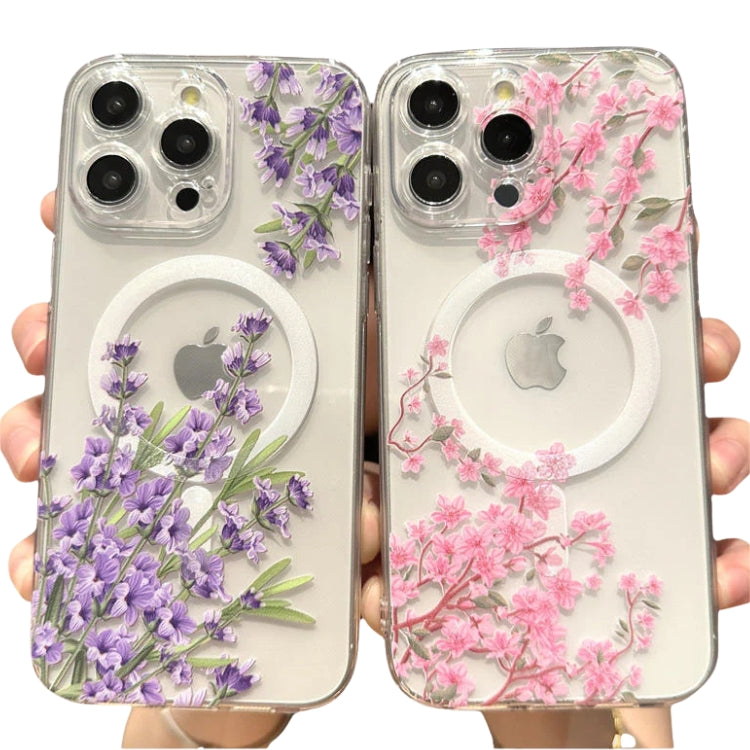 Luxury iPhone Case MagSafe Compatible Clear Floral Cover — Transparent Silicone Design, Magnetic Wireless Charging, Shockproof Anti-Fingerprint Scratch-Resistant