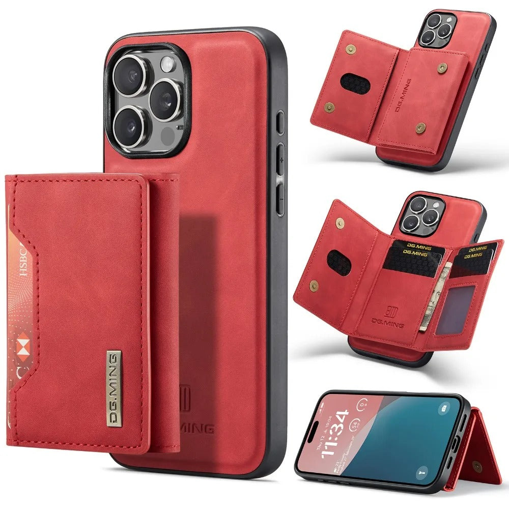 Luxury iPhone 2-in-1 Detachable Wallet Case — Magnetic PU Leather Cover with Card Holder, Slim Shockproof Design, Anti-Fingerprint and Non-Slip Protection