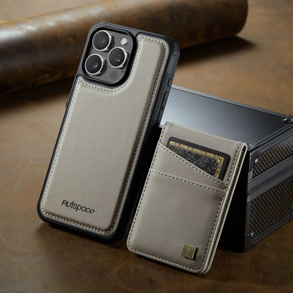 Luxury iPhone 2-in-1 Magnetic Wallet Case — Detachable Leather Cover with Card Holder, Wrist Strap, Shockproof Drop Protection, Full Access Design
