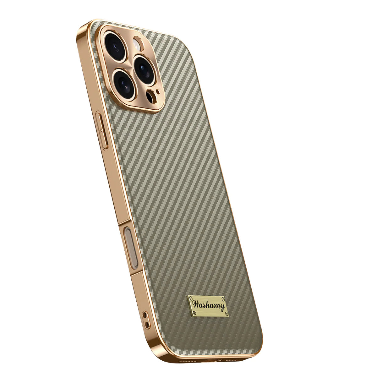 Luxury iPhone Case 3D Carbon Fiber Leather Cover — Plated Finish, Alloy Metal Lens Protection, Shockproof Non-Slip Design, Dustproof and Anti-Fingerprint