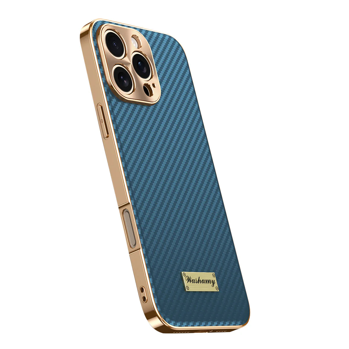 Luxury iPhone Case 3D Carbon Fiber Leather Cover — Plated Finish, Alloy Metal Lens Protection, Shockproof Non-Slip Design, Dustproof and Anti-Fingerprint