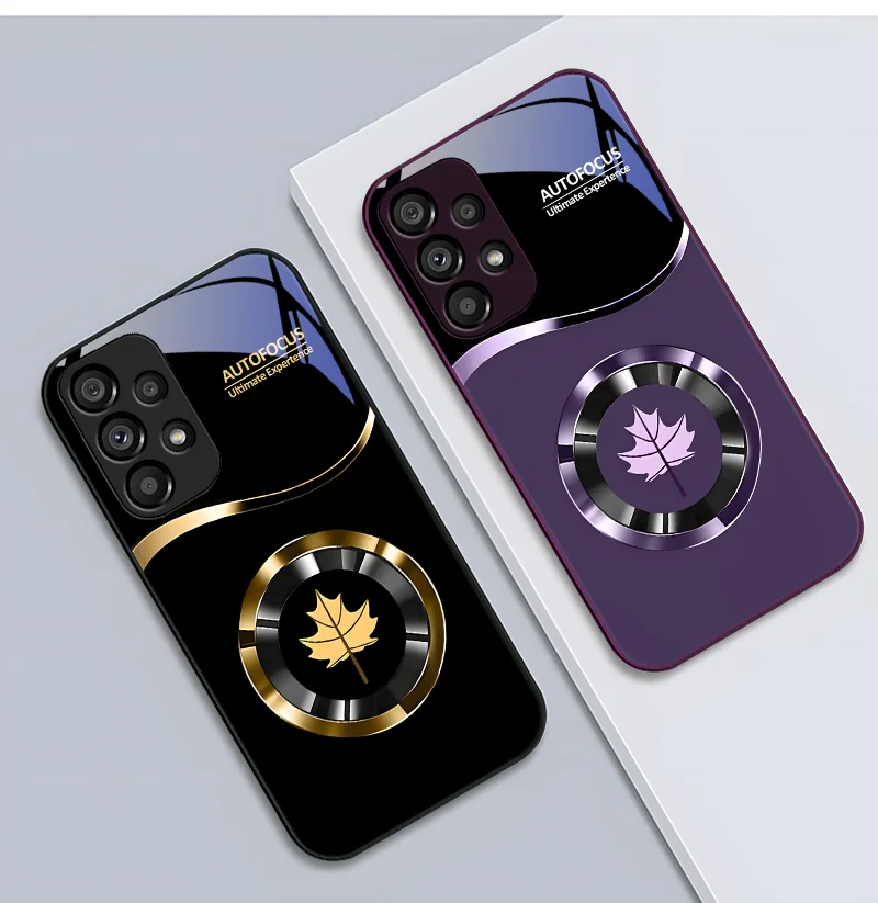 Luxury iPhone Case Circle Orchid Design — Tempered Glass Back Cover with TPU Frame, Slim Shockproof Protection, Anti-Fingerprint Scratch-Resistant Finish