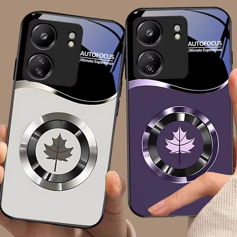 Luxury iPhone Case Circle Orchid Design — Tempered Glass Back Cover with TPU Frame, Slim Shockproof Protection, Anti-Fingerprint Scratch-Resistant Finish