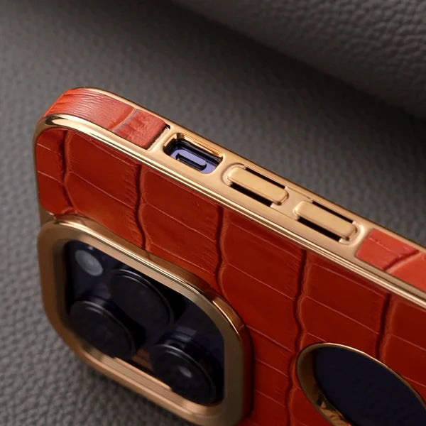 Luxury iPhone Case Crocodile Texture Leather Cover — Stylish Protective Back Shell, Slim Design with Anti-Fingerprint Scratch-Resistant Finish