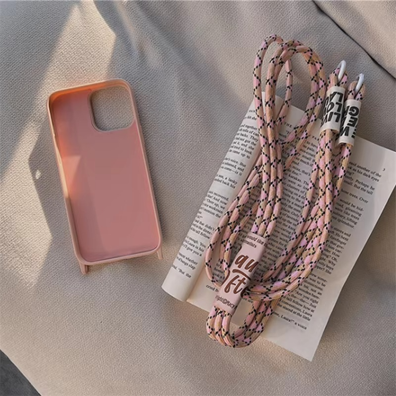 Luxury iPhone Case Crossbody Liquid Silicone — Matte Anti-Fingerprint Shockproof Cover with Lanyard, Full Edge Protection, Non-Slip
