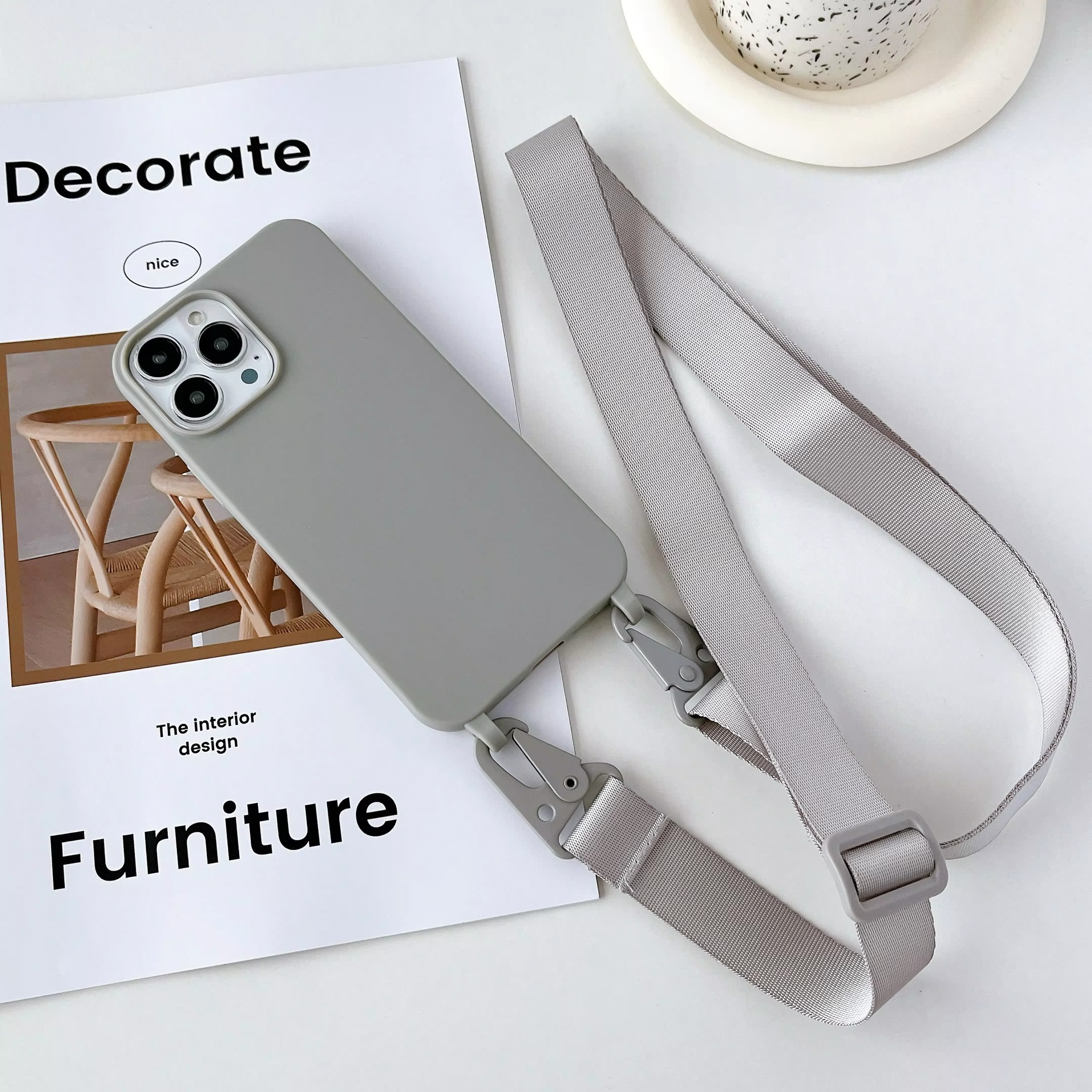 Luxury iPhone Case Crossbody Liquid Silicone — Matte Anti-Fingerprint Shockproof Cover with Lanyard, Full Edge Protection, Non-Slip