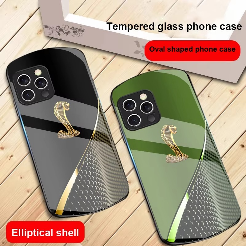 Luxury iPhone Case Gradient Golden Snake Design — Tempered Glass Back Cover with TPU Frame, Slim Shockproof Protection, Anti-Fingerprint Scratch-Resistant Finish