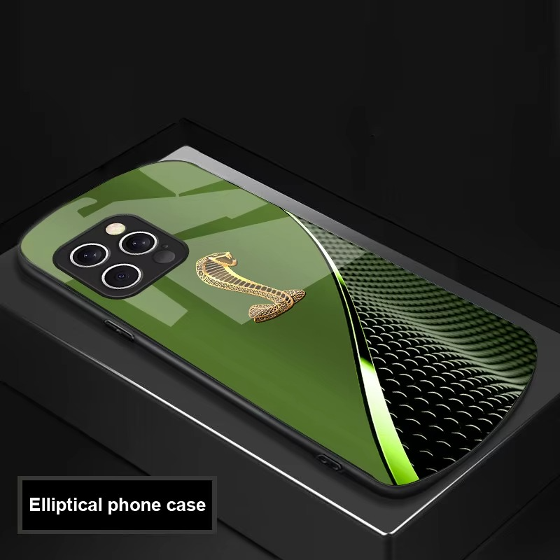 Luxury iPhone Case Gradient Golden Snake Design — Tempered Glass Back Cover with TPU Frame, Slim Shockproof Protection, Anti-Fingerprint Scratch-Resistant Finish