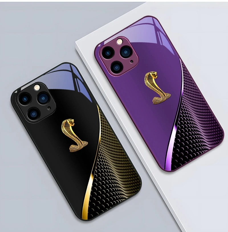 Luxury iPhone Case Gradient Golden Snake Design — Tempered Glass Back Cover with TPU Frame, Slim Shockproof Protection, Anti-Fingerprint Scratch-Resistant Finish