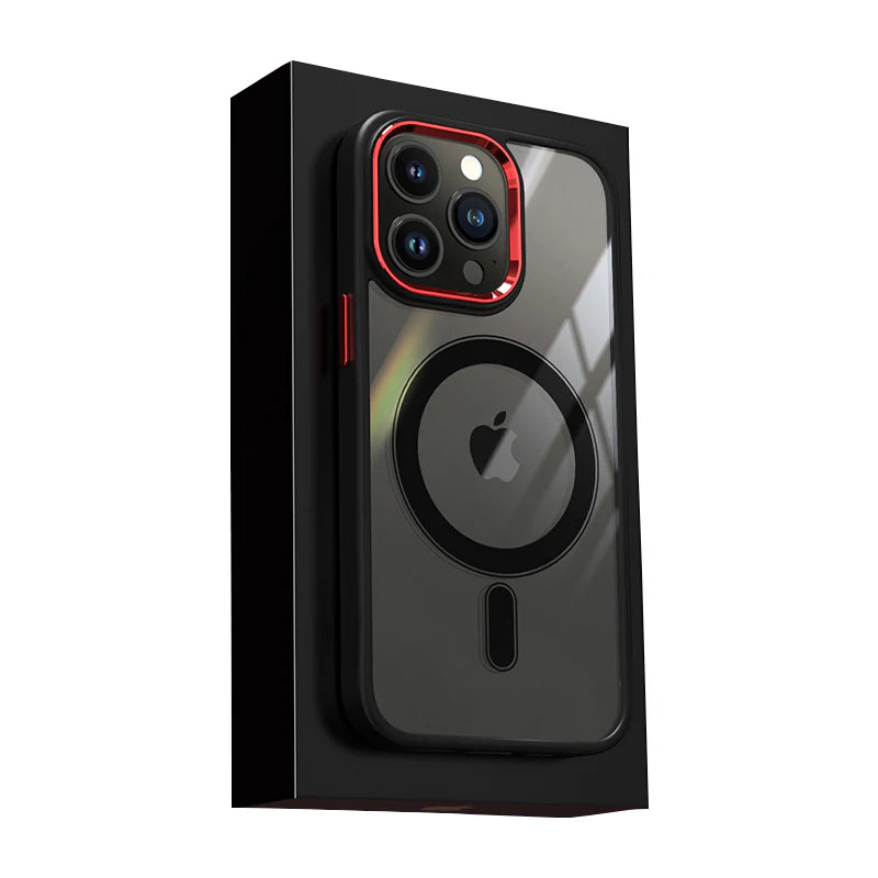 Luxury iPhone Case MagSafe Compatible Clear Cover — Transparent Acrylic Back with Soft TPU Frame, Magnetic Wireless Charging, Shockproof Anti-Fingerprint Design