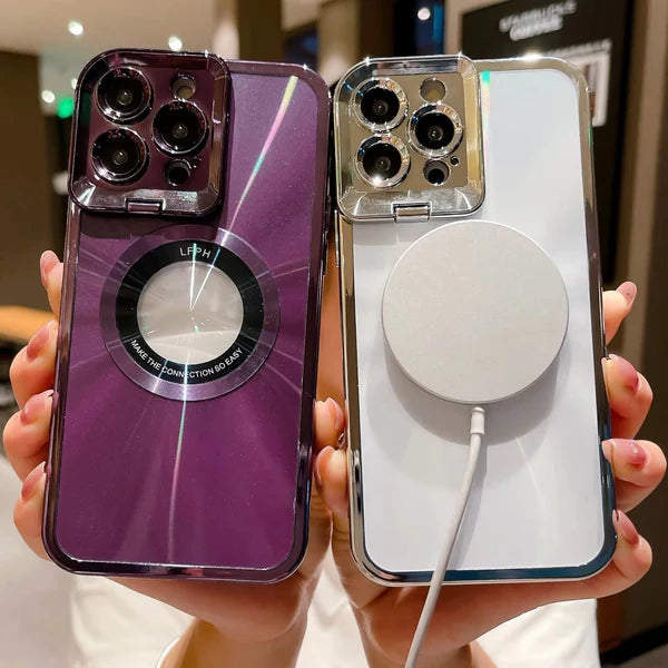 Luxury iPhone Case Transparent Magnetic Frameless Cover — Aluminum Alloy Frame, Slim Anti-Drop Shockproof Design, Scratch-Resistant Non-Slip Finish