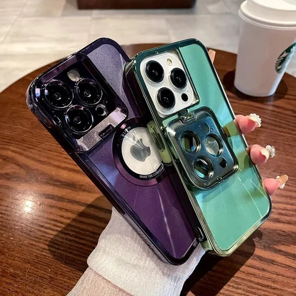 Luxury iPhone Case Transparent Magnetic Frameless Cover — Aluminum Alloy Frame, Slim Anti-Drop Shockproof Design, Scratch-Resistant Non-Slip Finish