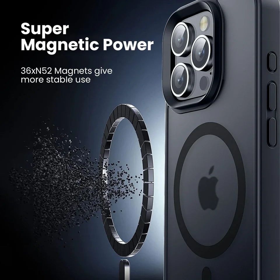 Luxury iPhone Case MagSafe Compatible Matte Translucent Armor Cover — Magnetic Shockproof Dual Layer Design, Wireless Charging, Anti-Fingerprint Scratch-Resistant Finish
