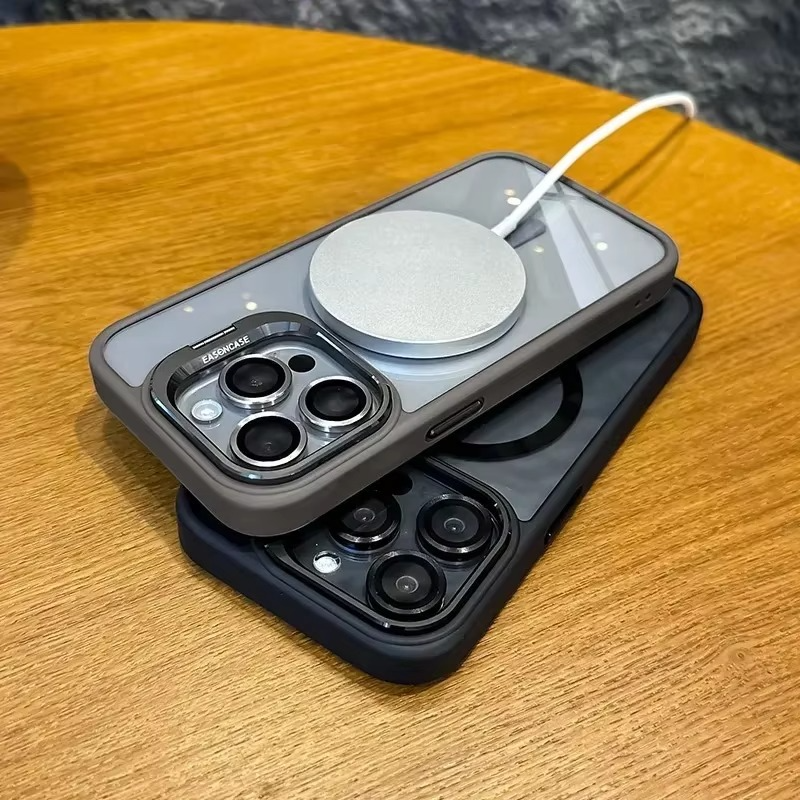 Luxury iPhone Case MagSafe Compatible Shockproof Cover — Full Protection Silicone, Glass Lens Guard, Anti-Fingerprint, Anti-Scratch, Lightweight, Non-Slip