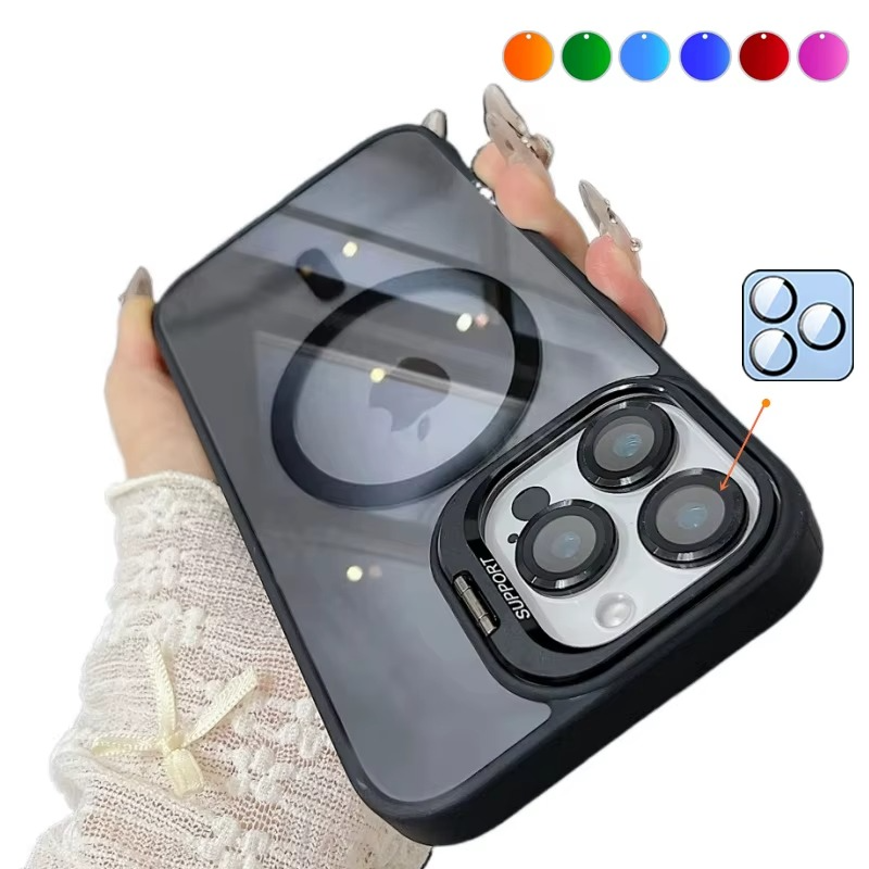 Luxury iPhone Case MagSafe Compatible Shockproof Cover — Full Protection Silicone, Glass Lens Guard, Anti-Fingerprint, Anti-Scratch, Lightweight, Non-Slip