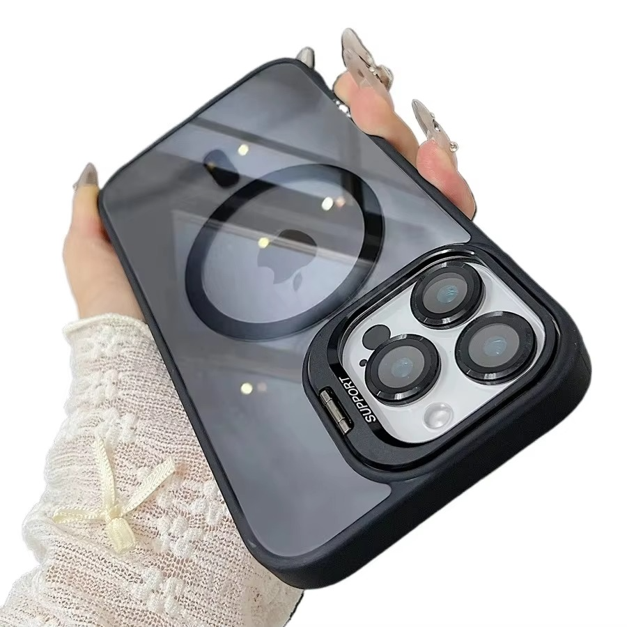 Luxury iPhone Case MagSafe Compatible Shockproof Cover — Full Protection Silicone, Glass Lens Guard, Anti-Fingerprint, Anti-Scratch, Lightweight, Non-Slip