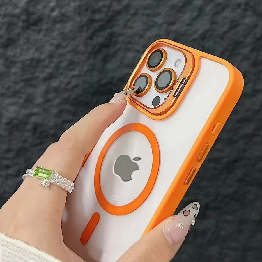 Luxury iPhone Case MagSafe Compatible Shockproof Cover — Full Protection Silicone, Glass Lens Guard, Anti-Fingerprint, Anti-Scratch, Lightweight, Non-Slip