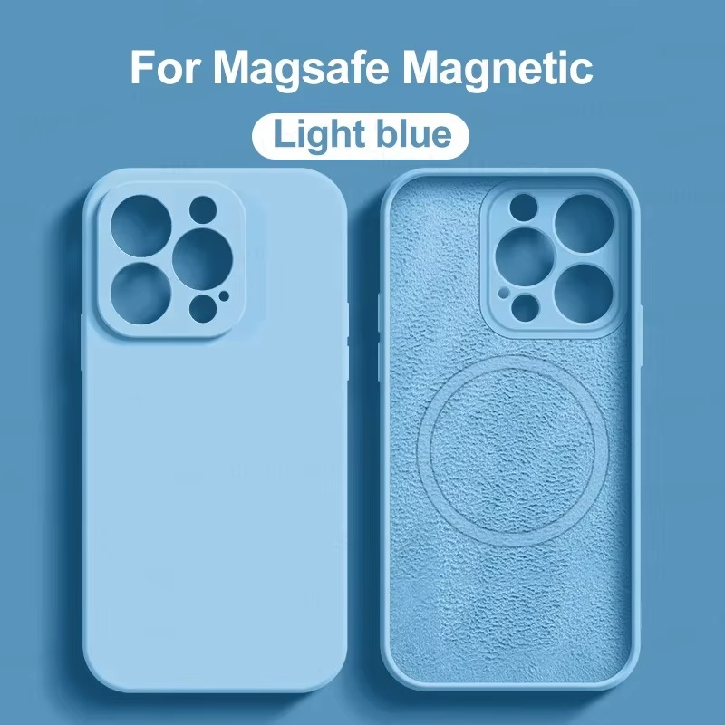 Luxury iPhone Case MagSafe Compatible — Liquid Silicone Soft Cover, Magnetic, Full Protection, Shockproof, Anti-Fingerprint, Slim Lightweight Funda