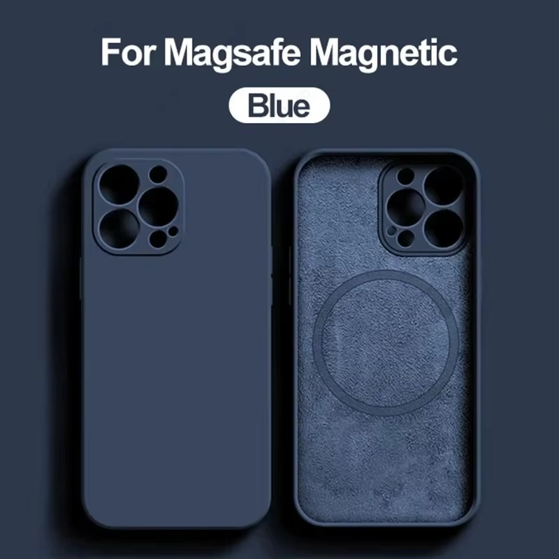 Luxury iPhone Case MagSafe Compatible — Liquid Silicone Soft Cover, Magnetic, Full Protection, Shockproof, Anti-Fingerprint, Slim Lightweight Funda