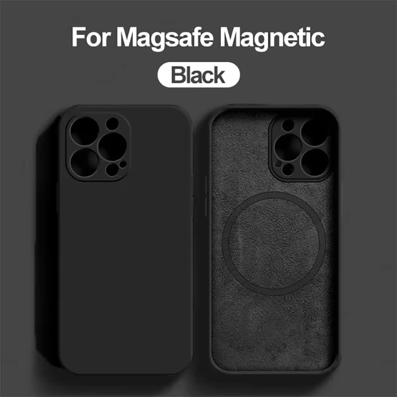 Luxury iPhone Case MagSafe Compatible — Liquid Silicone Soft Cover, Magnetic, Full Protection, Shockproof, Anti-Fingerprint, Slim Lightweight Funda